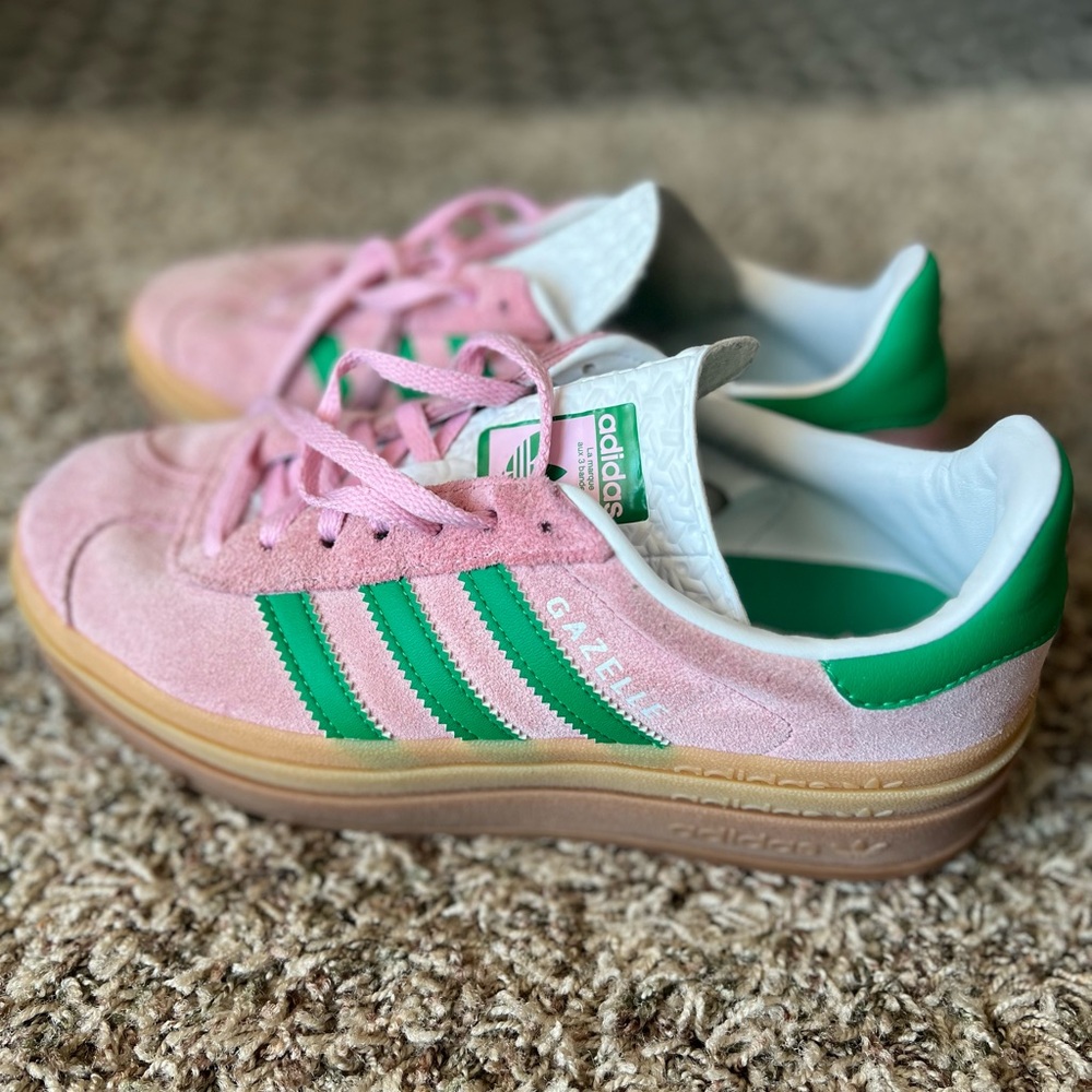 Adidas Women's Suede Pink and Green Sneakers